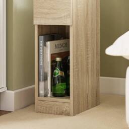 SoBuy Set of 2 Slim Bedside Table - Open Shelf & Drawer - Modern in Light Oak - thumbnail 7