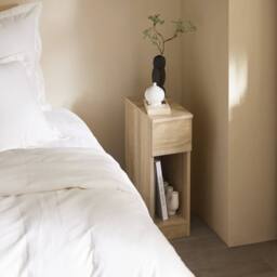 SoBuy Set of 2 Slim Bedside Table - Open Shelf & Drawer - Modern in Light Oak - thumbnail 5