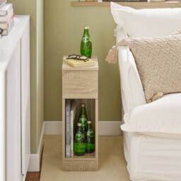 SoBuy Set of 2 Slim Bedside Table - Open Shelf & Drawer - Modern in Light Oak - thumbnail 8