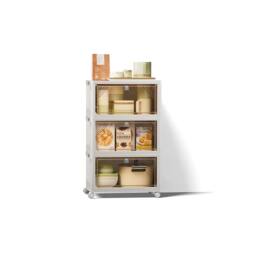FLAVORA 3 Tiers Stackable Foldable Plastic Storage Boxes in White - Size: 500mm - thumbnail 3