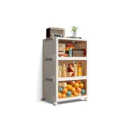 FLAVORA 3 Tiers Stackable Foldable Plastic Storage Boxes in White - Size: 500mm