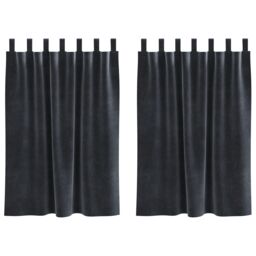 Berkfield Home Blackout Curtains with Hanging Loops 2 pcs Dark Grey Velvet - thumbnail 2