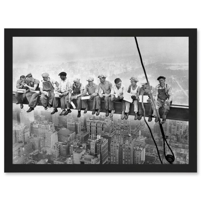 Artery8 Lunch Atop A Skyscraper New York City 1932 Iconic Photo Artwork Framed Wall Art Print A4 in Black - image 1