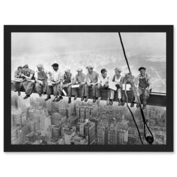 Artery8 Lunch Atop A Skyscraper New York City 1932 Iconic Photo Artwork Framed Wall Art Print A4 in Black - thumbnail 1