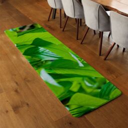 Benjamin Tate Design Green leaf background abstract of nature Designer Runner Rug in Natural - Size: 67 cm x 230 cm - thumbnail 3