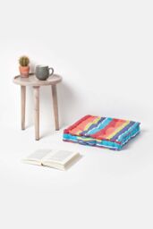 Homescapes Cotton Multicoloured Stripe Floor Cushion - Size: 40 cm x 40 cm - thumbnail 2