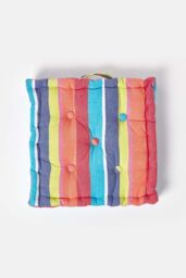 Homescapes Cotton Multicoloured Stripe Floor Cushion - Size: 40 cm x 40 cm - thumbnail 3