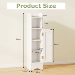 Gymax Bathroom Corner Cabinet Floor Standing Toilet Paper Holder Organizer in White - thumbnail 2