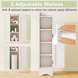 Gymax Bathroom Corner Cabinet Floor Standing Toilet Paper Holder Organizer in White - thumbnail 4