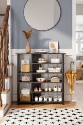Living and Home 6-Layer Open-Style Wood Shoe Rack in Black - thumbnail 2