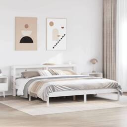 Berkfield Home Beautiful Bed Frame without Mattress White 180x200 cm Super King - thumbnail 2
