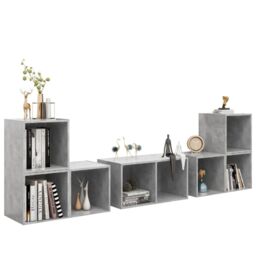 Berkfield Home 6 Piece TV Cabinet Set Concrete Grey Engineered Wood - thumbnail 3