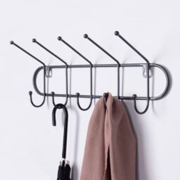 Charles Bentley Charnwood Contemporary Ten Hook Dark Grey Mounted Iron Coat Rack Inside/Outside - thumbnail 2