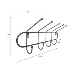 Charles Bentley Charnwood Contemporary Ten Hook Dark Grey Mounted Iron Coat Rack Inside/Outside - thumbnail 6