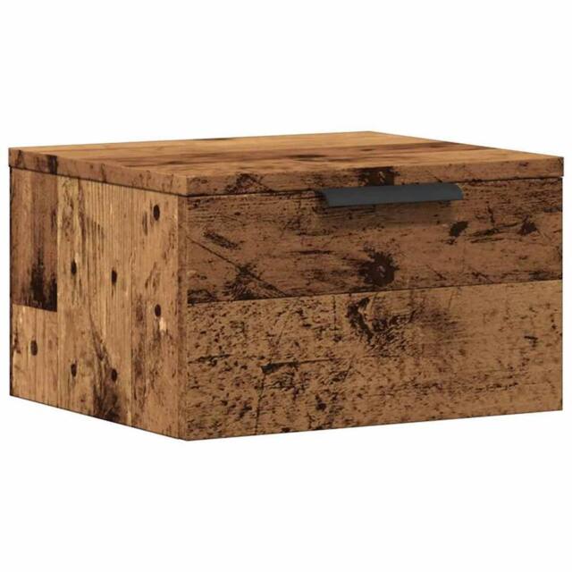 Berkfield Home Wall-mounted Bedside Cabinet Old Wood 34x30x20 cm in Brown - Size: 34 x 30 x 20 cm - image 1
