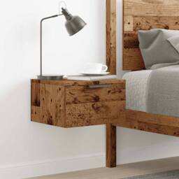 Berkfield Home Wall-mounted Bedside Cabinet Old Wood 34x30x20 cm in Brown - Size: 34 x 30 x 20 cm - thumbnail 3