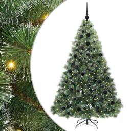 Berkfield Home Artificial Christmas Tree with 300 LEDs Green 180 cm PE & PVC - thumbnail 2
