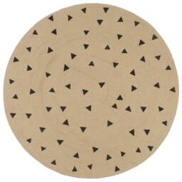 Berkfield Home Handmade Rug Jute with Triangle Print 90 cm in Natural - Size: Medium - thumbnail 2