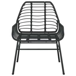 Berkfield Home 3 Piece Garden Dining Set Black Poly Rattan Glass - thumbnail 6