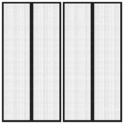 Berkfield Home Insect Door Curtains 2 pcs with Magnet Blocks Black 220x100 cm - thumbnail 2