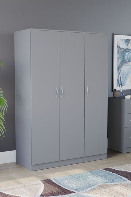Home Discount Vida Designs Riano 3 Door Wardrobe Storage Organizer in Grey - image 1