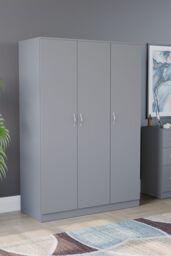 Home Discount Vida Designs Riano 3 Door Wardrobe Storage Organizer in Grey