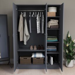 Home Discount Vida Designs Riano 3 Door Wardrobe Storage Organizer in Grey - thumbnail 5