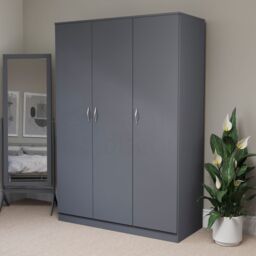 Home Discount Vida Designs Riano 3 Door Wardrobe Storage Organizer in Grey - thumbnail 8