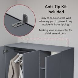 Home Discount Vida Designs Riano 3 Door Wardrobe Storage Organizer in Grey - thumbnail 7