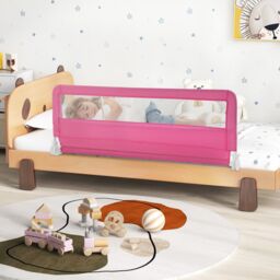 Gymax Mesh Bed Rail 150CM Folding Bed Guard Rail-Pink in Pink - thumbnail 6