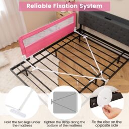 Gymax Mesh Bed Rail 150CM Folding Bed Guard Rail-Pink in Pink - thumbnail 7