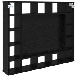 Berkfield Home Mirror Cabinet with LED Strip Lights with Shelf Wall-mounted with Storage with Mirror Black oak Engineered wood - thumbnail 6