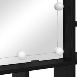 Berkfield Home Mirror Cabinet with LED Strip Lights with Shelf Wall-mounted with Storage with Mirror Black oak Engineered wood - thumbnail 7