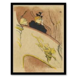 "Artery8 Box Sit with Gilded Mask Sketch Vintage Framed Wall Art Print Lautrec in Beige - Size: W12"" x H16""" - thumbnail 1