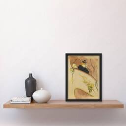 "Artery8 Box Sit with Gilded Mask Sketch Vintage Framed Wall Art Print Lautrec in Beige - Size: W12"" x H16""" - thumbnail 4