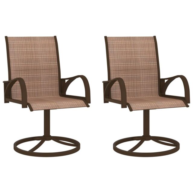 Berkfield Home Garden Swivel Chairs 2 pcs Textilene & Steel Brown - image 1