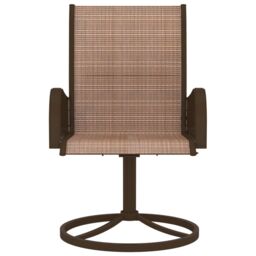 Berkfield Home Garden Swivel Chairs 2 pcs Textilene & Steel Brown - thumbnail 3