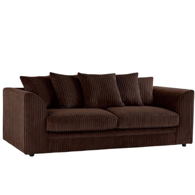 Bliss Furniture Jumbo Cord Dylan 3-Seater Scatter Back Sofa in Brown Colour - Size: 3 Pack - image 1