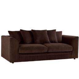 Bliss Furniture Jumbo Cord Dylan 3-Seater Scatter Back Sofa in Brown Colour - Size: 3 Pack - thumbnail 1