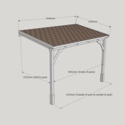 Rutland County Garden Furniture Ltd Felt Shingle Roof Car Port 2 Post, Wood, L250 x W434 cm - Rustic Brown in Light Green - thumbnail 6