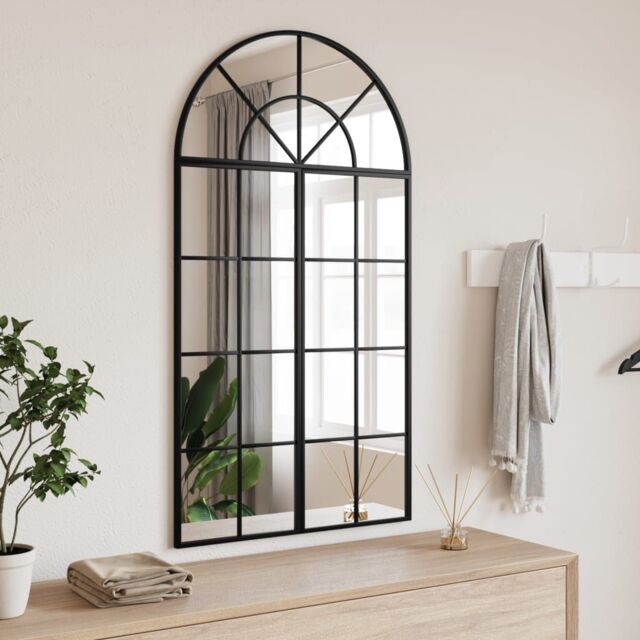 Berkfield Home Wall Mirror Black 60x110 cm Arch Iron - image 1