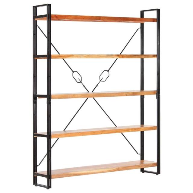 Berkfield Home 5-Tier Bookcase 140x30x180 cm Solid Acacia Wood in Brown - Size: 140 x 30 x 180 cm - image 1
