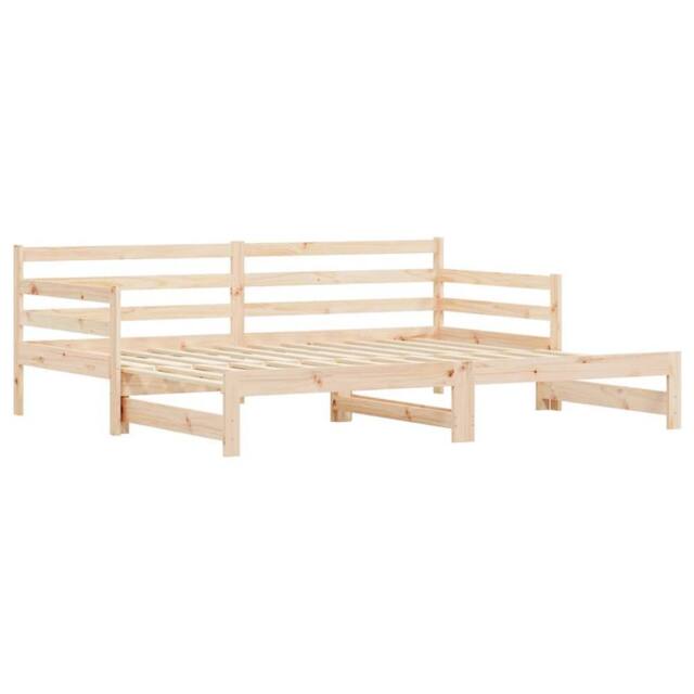 Berkfield Home Beautiful Daybed with Trundle 90x200 cm Solid Wood Pine in Light Tan - image 1