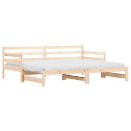 Berkfield Home Beautiful Daybed with Trundle 90x200 cm Solid Wood Pine in Light Tan - thumbnail 3