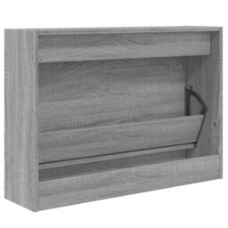 Berkfield Home Shoe Cabinet Grey Sonoma 80x21x57 cm Engineered Wood - Size: 80 x 21 x 57 cm - thumbnail 7