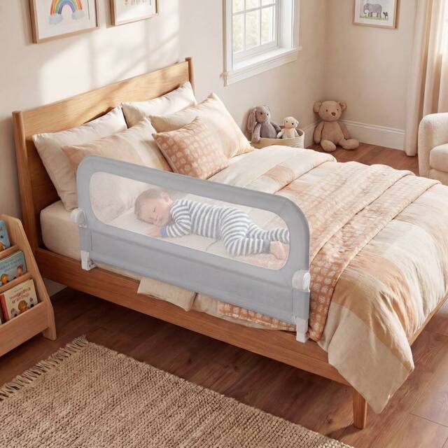 CASART Foldable Toddler Bed Rail 120 cm Long Adjustable Baby Bed Rail Guard in Grey - image 1
