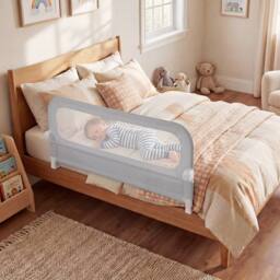 CASART Foldable Toddler Bed Rail 120 cm Long Adjustable Baby Bed Rail Guard in Grey - thumbnail 1