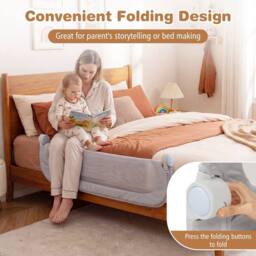CASART Foldable Toddler Bed Rail 120 cm Long Adjustable Baby Bed Rail Guard in Grey - thumbnail 9