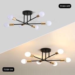 COMELY Vintage Ceiling Lights, 6 Lights Industrial Ceiling Lights, Dia 52cm in Gold - thumbnail 9