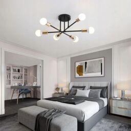 COMELY Vintage Ceiling Lights, 6 Lights Industrial Ceiling Lights, Dia 52cm in Gold - thumbnail 8